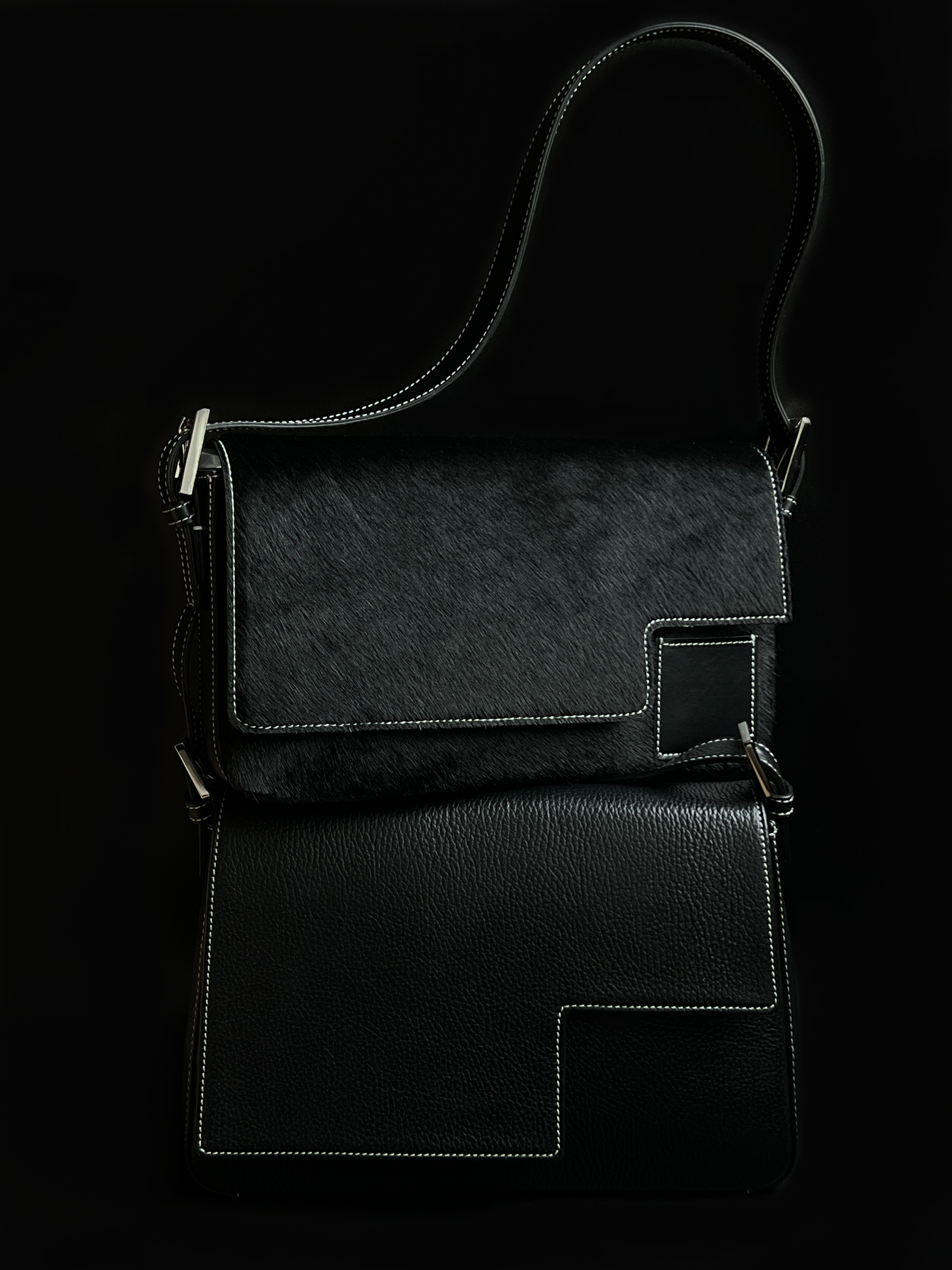 Baguette in Black Calf Hair - darahamarneh