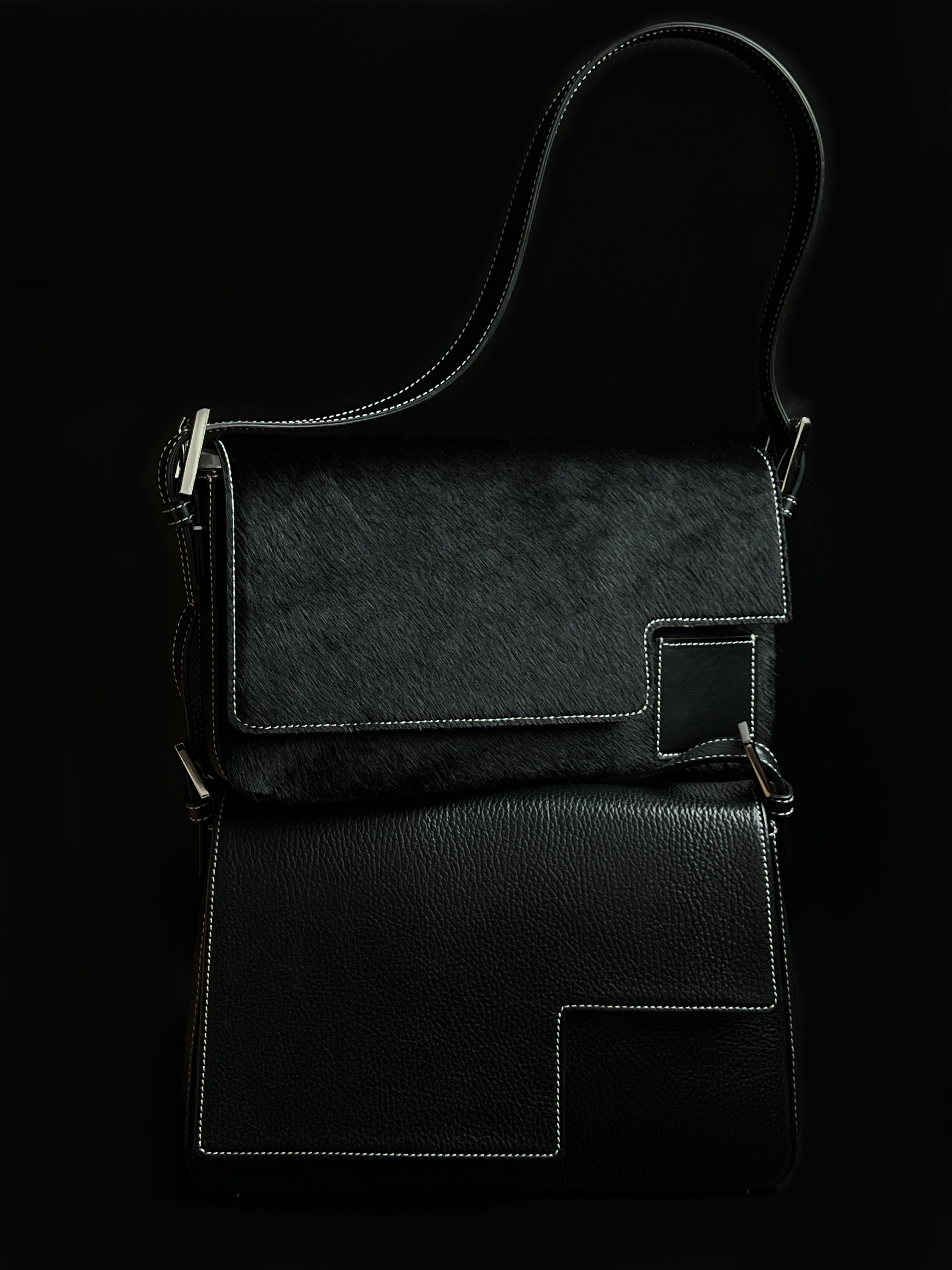 Baguette in Black Calf Hair - darahamarneh